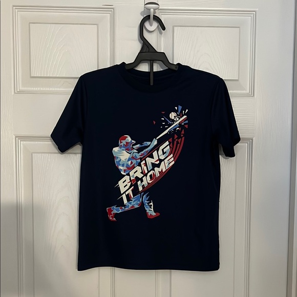 Navy Boys Graphic T Shirt Size 6/7 - Picture 1 of 2